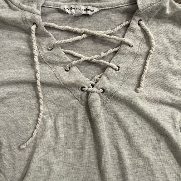 Cupcakes And Cashmere Swing Hoodie Women's Small Gray Lace Up Long Sleeve - Picture 4 of 6